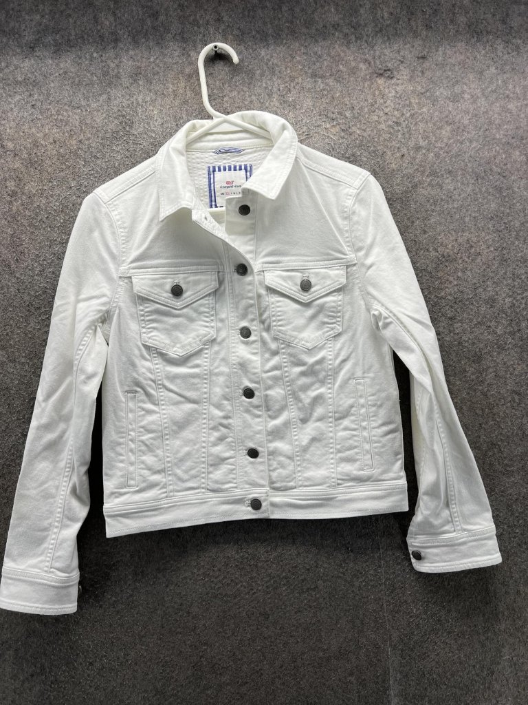 Vineyard Vines Jacket Womens Xs White Denim Jean Button Front Short Trucker
